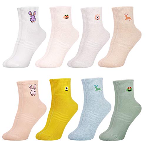 Product Cover Womens Socks Casual Colorful Novelty Animal Comfortable Cute Girl Ankle LightWeight Socks 100% Cotton 8 Pairs ...
