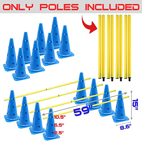 Product Cover AKA Sports Gear Hurdle-Cones & Poles Set（4 Split Poles Only-8 Cones & 4 Split Poles are Sold Separately