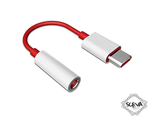 Product Cover Sceva Type C to 3.5mm Noise Cancelling Headphones Jack Converter Audio Adapter Compatible for OnePlus 6T Huawei Mate 20 Pro, Mate 10 Pro, P20, P20 Pro, Xiaomi Mi 8 Pro, Mi 8, Mi 6 (White Red)