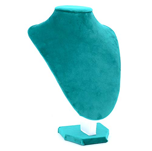 Product Cover Women Girls Velvet Blue Green Necklace Stand Bust Mannequin Show Display Holder (18X25(H) cm)