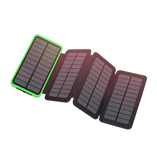 Product Cover Solar Charger 12000mAh,EREMOKI Outdoor Portable Power Bank with 4 Solar Panels,Fast Charge External Battery Pack with Dual 2.1A Output USB Compatible with Smartphones,Tablets,etc.(Waterproof)-Green ¡­