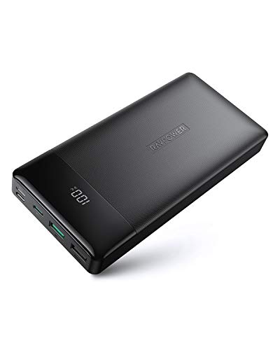 Product Cover RAVPower Portable Charger 20000mAh PD 3.0 Power Bank QC 3.0 18W USB C External Battery Pack Tri-input and Tri-output Cell Phone Charger Battery for iPhone, Samsung Galaxy and More