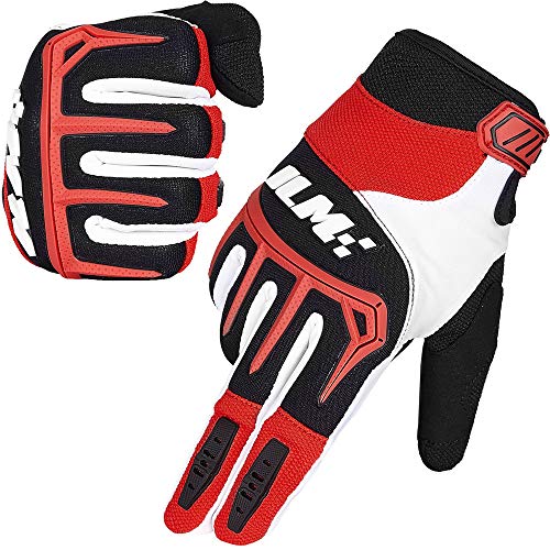 Product Cover ILM Dirt Bike Motorcycle Gloves Unisex Fit BMX MX ATV MTB Racing Mountain Bike Motocross Outdoor Sports (Adult Size-Red, Adult-L)
