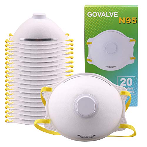 Product Cover GOVALVE Dust Mask Respirator - N95 Disposable Particulate Respirator Mask with Valve for Drywall Sanding Grinding Sawing Painting and Insulating Particles NIOSH Approved 20 Pack
