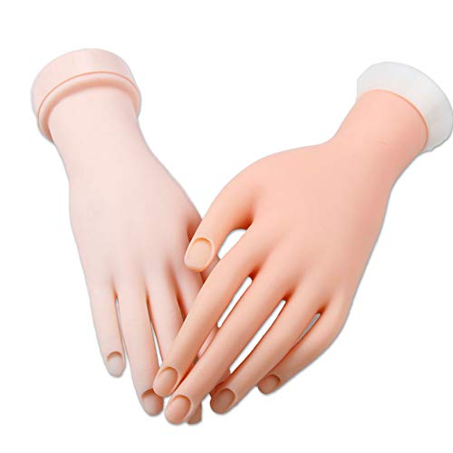 Product Cover Nail Art Practice Hand Training Flexible Movable Fake Mannequin Hands Left & Right Manicure Tool for Beginners or Salon Artist