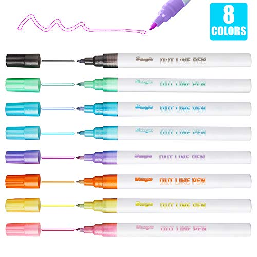 Product Cover Self-outline Metallic Markers, Double Line Pen Journal Pens & Colored Permanent Marker Pens for Kids, Amateurs and Professionals Illustration Coloring Sketching Card Making