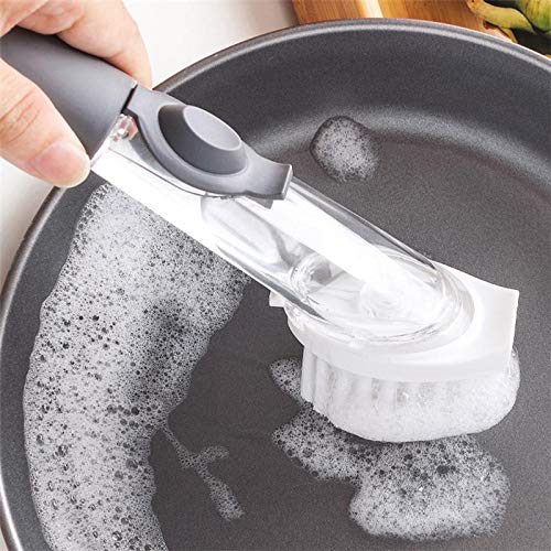 Product Cover ADA Kitchen Cleaning Brush Scrubber Dish Bowl Washing Sponge With Refill Liquid Soap Dispenser Kitchen Pot Cleaner Tool Long Handle Sponge