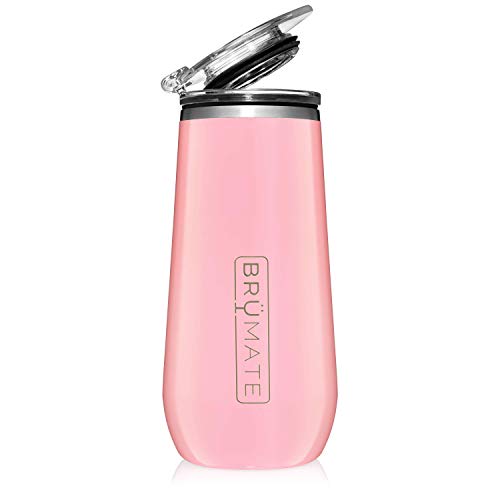 Product Cover BrüMate 12oz Insulated Champagne Flute With Flip-Top Lid - Made With Vacuum Insulated Stainless Steel (Blush)