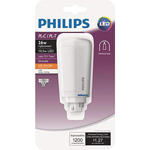 Product Cover Philips 26W Equivalent Soft White PL-C/T 4-Pin Vertical Orientation LED Tube Light Bulb - 1 Each