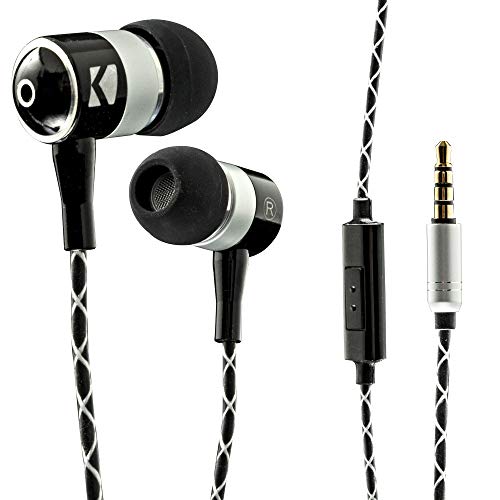 Product Cover Kicker 46EB54 Premium Wired Earbuds | in-Ear Noise-Isolating Earphones Silicone Ear Tips 3 Sizes | in-Line Mic and Multi-Function Button | Legendary Audio Quality