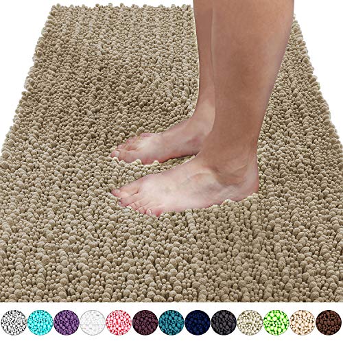 Product Cover Yimobra Original Luxury Shaggy Bath Mat, Super Absorbent Water, Non-Slip, Machine-Washable, Soft and Cozy, Thick Modern for Bathroom Bedroom (44.1 X 24 Inches, Camel)