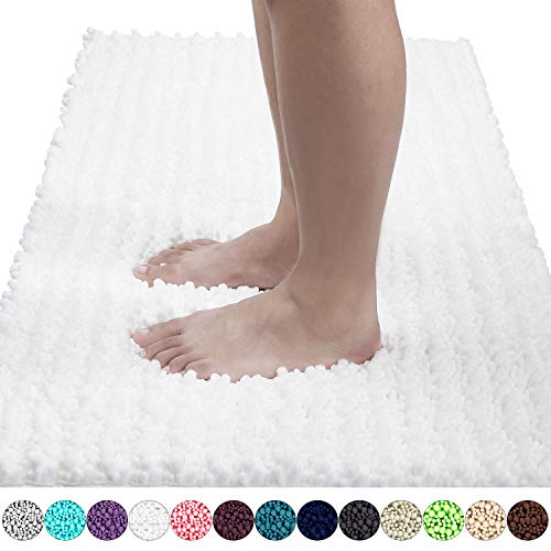 Product Cover Yimobra Original Luxury Shaggy Bath Mat, Soft and Cozy, Super Absorbent Water, Non-Slip, Machine-Washable, Thick Modern for Bathroom Bedroom (44.1 X 24 Inch, Bright White)