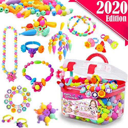 Product Cover FunzBo Snap Pop Beads for Girls Toys - Kids Jewelry Making Kit Pop-Bead Art and Craft Kits DIY Bracelets Necklace Hairband and Rings Toy for Age 3 4 5 6 7 8 Year Girl Old