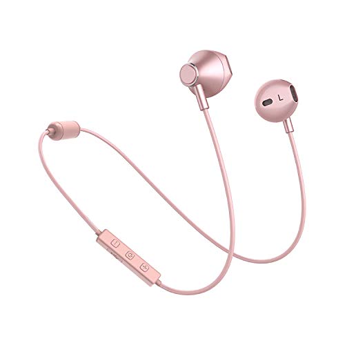 Product Cover Bluetooth Headphones, Yostyle Magnetic Wireless Earbuds Bluetooth 5.0 Noise Canceling Earphones Sweatproof Sport Headset w/Mic for iPhone 11 Pro/X/XR/XS Max/8/7/6 Plus,10 Hrs Work Time(Rose Gold)