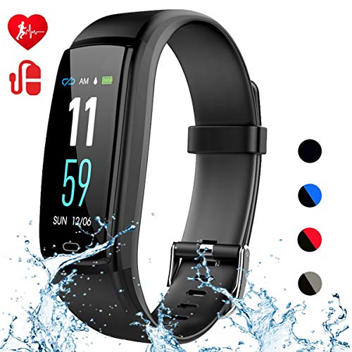 Product Cover Mgaolo Fitness Tracker,Activity Health Tracker Waterproof Smart Watch Wristband with Blood Pressure Heart Rate Sleep Monitor Pedometer Step Calorie Counter for Fitbit Android and iPhone(Black)