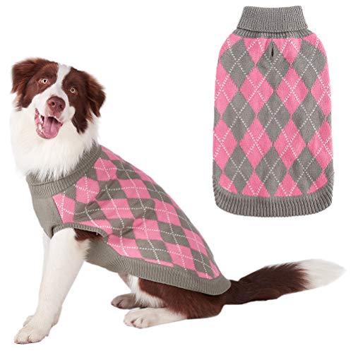 Product Cover PAWCHIE Classic Dog Sweater Knit Turtleneck, Plaid Knitwear Sweaters, Warm Clothes for Medium Dogs