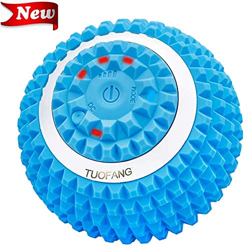 Product Cover Vibrating Massage Ball - 4-Speed High-Intensity Fitness Yoga Massage Roller, Relieving Muscle Tension Pain & Pressure Massaging Balls, Electric Rechargeable Washable Vibrating Massage Ball (Blue)