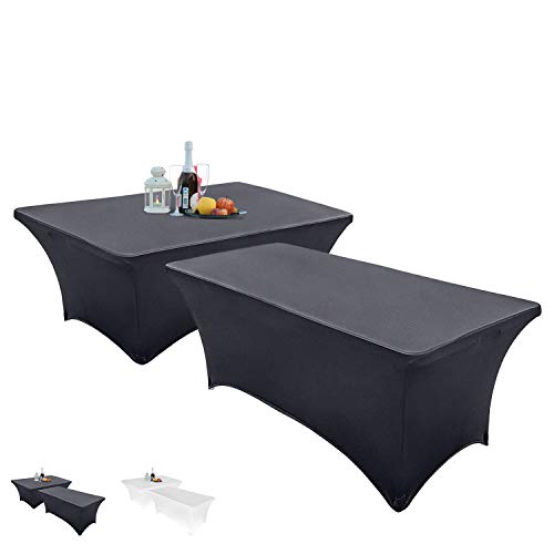 Product Cover Set of 2 - Spandex Table Cover - Rectangular 6 Feet - Stretchable and Wrinkle Free - Elegant Look - Multi-Occasional Table Cloth - Kitchen Table, Dessert Table, Buffet Table