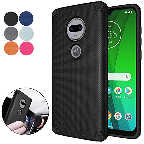 Product Cover Ownest Compatible Moto G7 Case/Moto G7 Plus Case,Anti-Scratch Silicone Plastic Shell Built-in Magnetic Metal Plate,Resistant Thin Lightweight Slim Protective Cases for Motorola Moto G7-(Black-3)