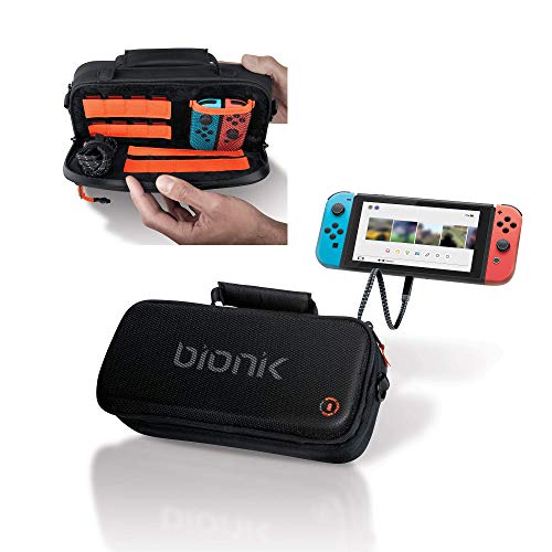 Product Cover Bionik Power Commuter Travel Bag with Battery: Compatible with Nintendo Switch, Ultra Slim 10,000 mAh Portable Power Bank, Built In USB C Charging Cable, Removable Shoulder Strap, Backpack Attachable
