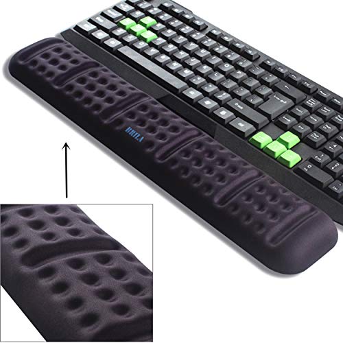 Product Cover BRILA Upgraded Ergonomic Keyboard Wrist Rest Support Cushion Pad, Comfy Soft Memory Foam Gel Padding Non-Slip Large Keyboard Wrist Hand Elbow Palm Support Pad (Black Keyboard Wrist Rest)
