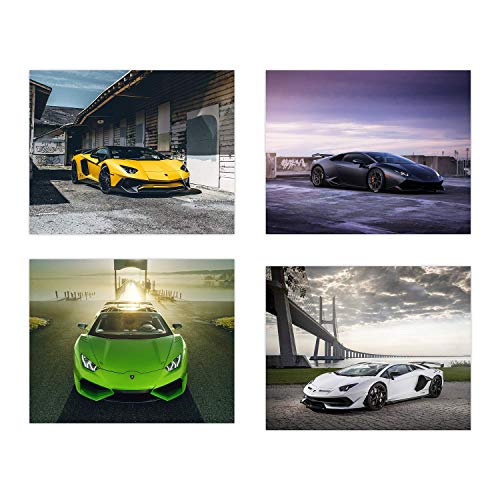 Product Cover Insire Lamborghini Poster | Set of Four 8x10 Cars Prints| Aventador | S Supercar | Canaan | Huracan | Perfect Wall Art Gift Car Poster | Set 2