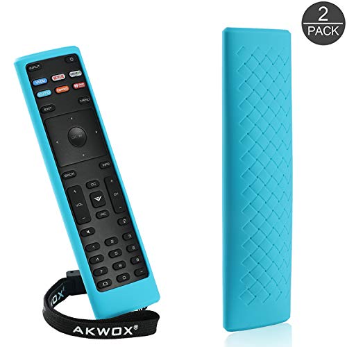 Product Cover [2-Pack] Remote Case for Vizio XRT136 Remote, Akwox [Anti Slip] Shock Proof Silicone Cover Case for Vizio XRT136 Remote Controller with Lanyard (Blue)