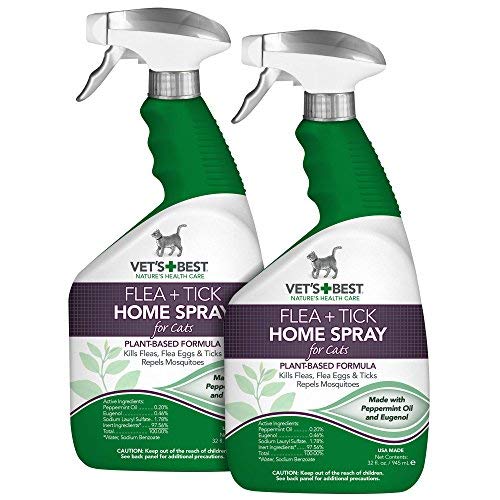 Product Cover Vet's Best Flea and Tick Home Spray for Cats | Flea Treatment for Cats and Home | Flea Killer with Certified Natural Oils | 32 Ounces, 2 Pack