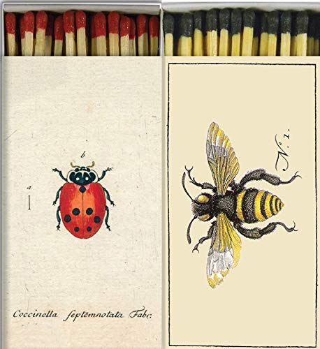 Product Cover Ladybug and Bumble Bee Match Boxes with Long Kitchen Matches Great for Lighting Candles, Grills, Fireplaces and More | Set of 2 Large Designer Match Boxes