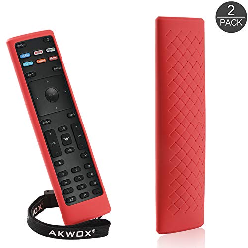 Product Cover [2-Pack] Remote Case for Vizio XRT136 Remote, Akwox [Anti Slip] Shock Proof Silicone Cover Case for Vizio XRT136 Remote Controller with Lanyard (Rose Red)