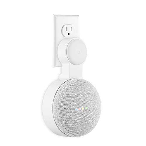 Product Cover Google Home Mini Wall Mount Holder, Caremoo Space-Saving Design AC Outlet Mount, Perfect Cord Management for Google Home Mini Voice Assistant (White, 1 Pack)