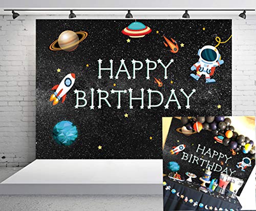 Product Cover GYA 7x5ft Outer Space Rocket Astronaut Theme Backdrop Astrology Astronomy Planet Galaxy Photo Background Kids Childrens Boys Birthday Party Vinyl Decoration