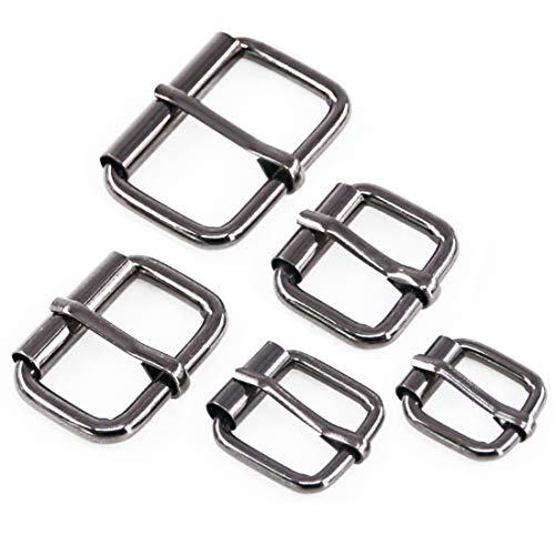 Product Cover Swpeet 50 Pcs Assorted Multi-Purpose Gun Black Metal Roller Buckle Ring for Hardware Belt Bags Ring Hand DIY Accessories -13mm,15mm, 20mm, 25mm, 32mm