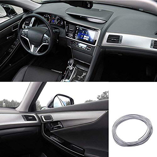 Product Cover Automaze Car Interior Decoration Accessory Beading, Flexible Styling PVC Moulding Trim Strip, (5 Meters, Silver)