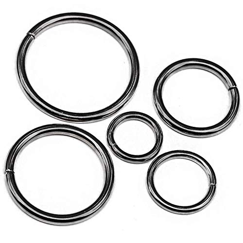 Product Cover Swpeet 50 Pcs Gun Black Assorted Multi-Purpose Metal O Rings for Belts Hardware Bags Ring Hand DIY Accessories - 1/2 Inch, 5/8 Inch, 3/4 Inch, 1 Inch, 1-1/4 Inch