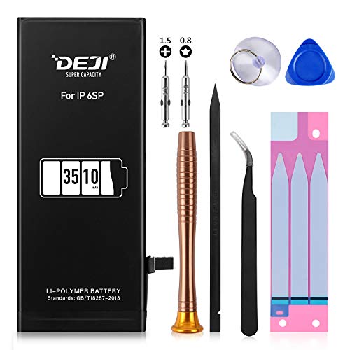 Product Cover 3510mAh Battery for iPhone 6s Plus, DEJI High Capacity Replacement Battery for Model A1634, A1687, A1699 with Complete Repair Tool Kit and Instruction-[2 Year Warranty]
