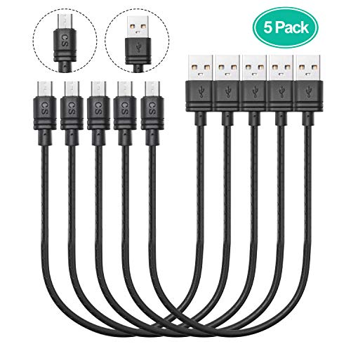 Product Cover Short Micro USB Charging Cable 1ft 2.4 A, 5 Pack Android Phone Fast Charger Cord with Extra Long Length for Samsung Galaxy S7 Edge/S7/S6 Edge/S6, Note 5/4