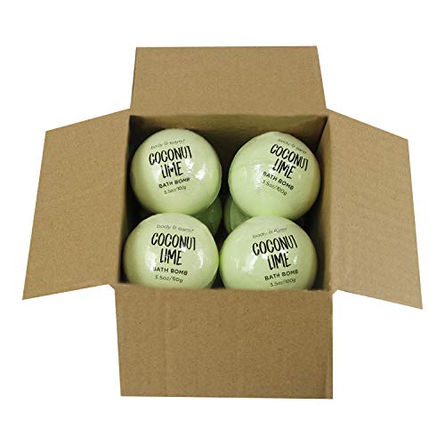 Product Cover BODY & EARTH Bath Bombs 8 X 3.5 oz Natural Essential Oils Coconut Lime Handmade Daily Use Bubble Bath for Family, Women, Men, Kids