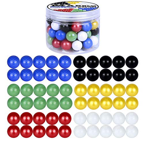 Product Cover ROSYKIDZ Glass Marbles for Chinese Checker, Set of 60 Glass Marbles Only, 10 of Each Color / 16mm, with Potable Container and Carry Bag, for Marble Run, Marbles Game, Chinese Checkers