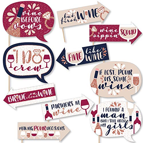 Product Cover Funny Vino Before Vows - Winery Bridal Shower or Bachelorette Party Photo Booth Props Kit - 10 Piece