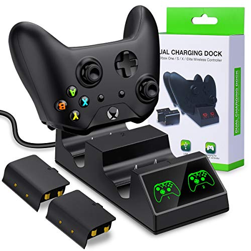 Product Cover BEBONCOOL Xbox One Controller Batteries Packs, Xbox One X/One S/One Elite Dual Controller Charging Station with 2 Rechargeable Battery Charge Kit