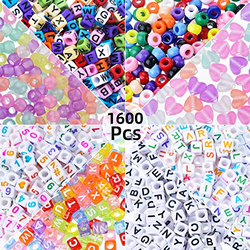 Product Cover Roblue 1600PCS 8 Types Cube Letter Beads Number Beads and Alphabet Beads A-Z Beads for Jewelry Making Bracelets Necklaces DIY Craft Kids 6x6mm (Colorful-Cube)