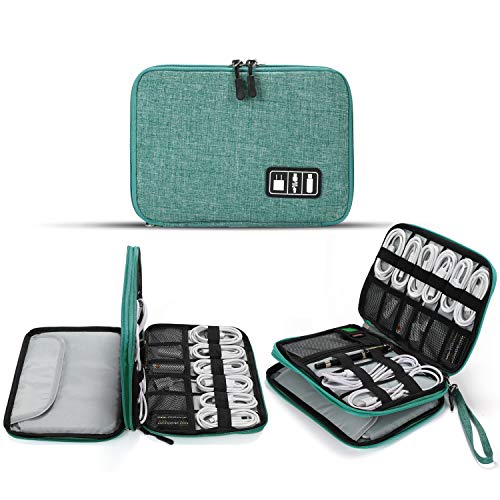 Product Cover Electronics Organizer, Jelly Comb Electronic Accessories Cable Organizer Bag Waterproof Travel Cable Storage Bag for Charging Cable, Cellphone, Mini Tablet (7.9'') and More (Leaf Green)