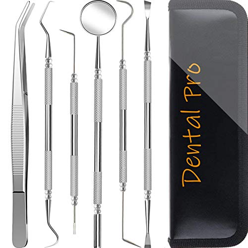 Product Cover Antonki Dental Tools, 6 Pack Professional Teeth Cleaning Tools Stainless Steel Dental Scraper Tools with Leather Case