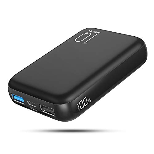 Product Cover Power Bank 10000mAh Battery Backup Portable Charger with Actual Dual Inputs and Dual outputs, Battery Pack with Visible LCD Screen, External Battery for iPhone,Samsung Galaxy,ipad and More.