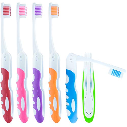 Product Cover 6 Travel Folding Toothbrush | On The Go -Grip | Camping | Medium Bristles