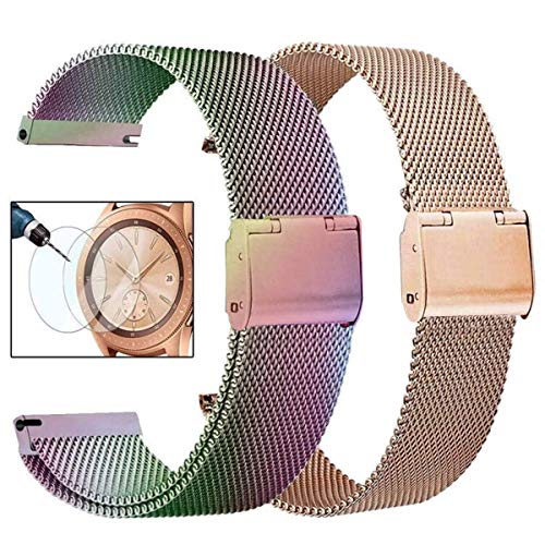 Product Cover Valkit Compatible with Galaxy Watch 42mm Band Sets, 20mm Stainless Steel Wrist Band Metal Strap Bracelet+Screen Protector Replacement for Galaxy Watch 42mm/Galaxy Watch Active 40mm/Active2 40mm 44mm