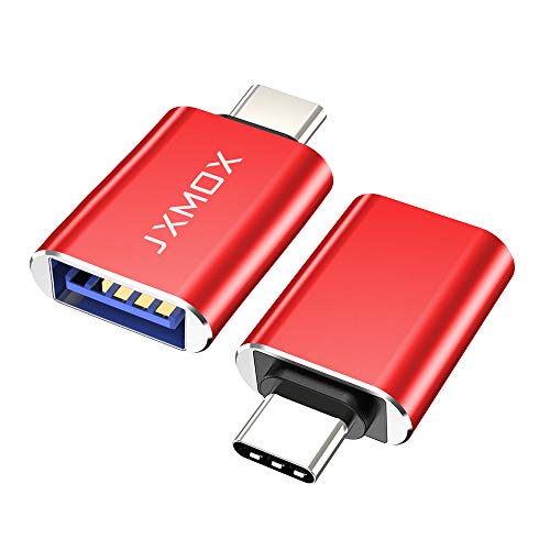 Product Cover USB C to USB Adapter [2-Pack], Thunderbolt 3 to USB 3.0 OTG Adapter Compatible MacBook Pro,Chromebook,Pixelbook,Microsoft Surface Go,Galaxy S8 S9 S10 Plus,Note 8 9,LG V35 G7 G6 Thinq,Pixel 2 3(Red)