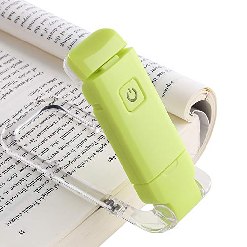 Product Cover DEWENWILS USB Rechargeable Book Light for Kids, Warm White, Brightness Adjustable for Eye Protection, LED Clip on Book Light for Reading in Bed, Flexible Book Reading Lights, Green