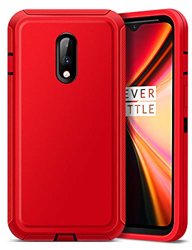 Product Cover Jelanry Heavy Duty Armor for OnePlus 7 Case Dual Layer Protective Shell Shockproof Outdoor Sports Rugged Phone Case Anti-Scratches Non-Slip Bumper Cover Hybrid Case for OnePlus 7 2019 Red